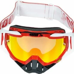 PROTECTIVE GEAR 100% Racecraft Goggles-Fire Red-Mirrored Red Lens
