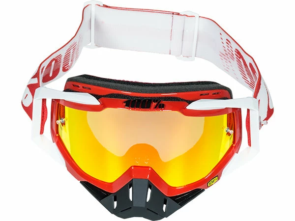 PROTECTIVE GEAR 100% Racecraft Goggles-Fire Red-Mirrored Red Lens 2 PROTECTIVE GEAR 100% Racecraft Goggles-Fire Red-Mirrored Red Lens