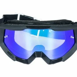 100% Strata Moto Goggles-Black Lime-With Mirrored Green Lens