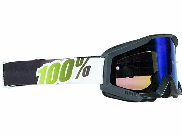 100% Strata Moto Goggles-Black Lime-With Mirrored Green Lens 1 100% Strata Moto Goggles-Black Lime-With Mirrored Green Lens