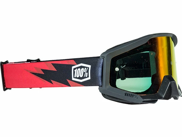 PROTECTIVE GEAR 100% Strata Moto Goggles-Slash-With Mirrored Red Lens 1 PROTECTIVE GEAR 100% Strata Moto Goggles-Slash-With Mirrored Red Lens