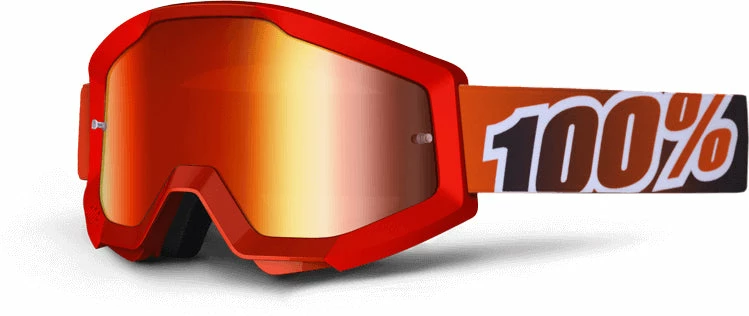 100% Strata Goggles-Fire Red-Mirror Red Lens PROTECTIVE GEAR 1 100% Strata Goggles-Fire Red-Mirror Red Lens PROTECTIVE GEAR