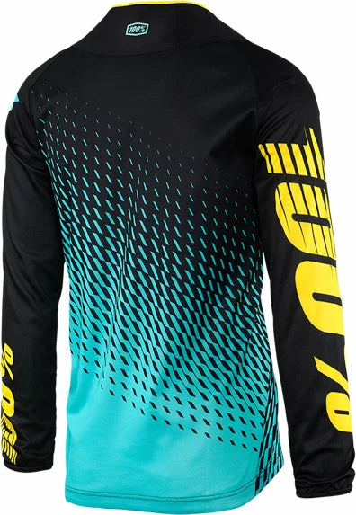 100% R-Core Downhill Jersey-Supra Black/Cyan RACE WEAR 2 100% R-Core Downhill Jersey-Supra Black/Cyan RACE WEAR