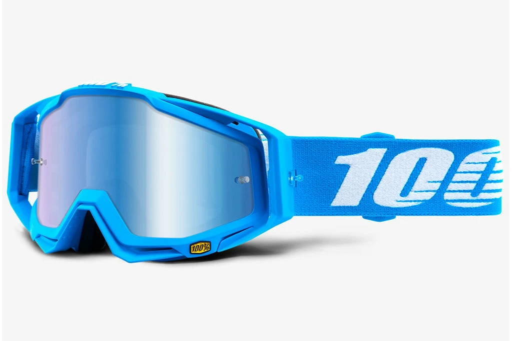 PROTECTIVE GEAR 100% Racecraft Goggles-Monoblock-Mirror Blue Lens 1 PROTECTIVE GEAR 100% Racecraft Goggles-Monoblock-Mirror Blue Lens