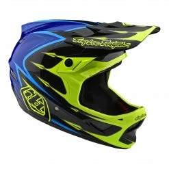 Troy Lee D3 Composite Helmet-Corona-Flo Yellow/Blue PROTECTIVE GEAR