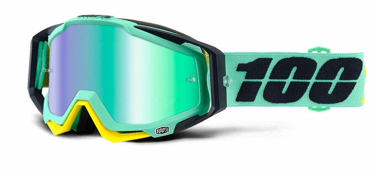 PROTECTIVE GEAR 100% Racecraft Goggles-Kloog-Mirror Green Lens 1 PROTECTIVE GEAR 100% Racecraft Goggles-Kloog-Mirror Green Lens