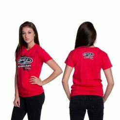 Answer Ladies Logo V-Neck T-Shirt-Red APPAREL