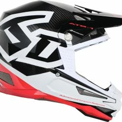 6D ATB-1 Carbon Macro Helmet-White/Red PROTECTIVE GEAR