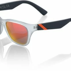 100% Atsuta Sunglasses-Gray Transparent/Orange-Orange Mirror