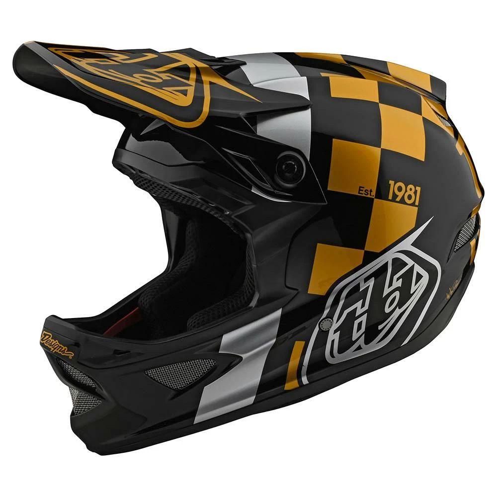 Troy Lee Designs D3 Fiberlite -Raceshop Black/Gold Helmets 1 Troy Lee Designs D3 Fiberlite -Raceshop Black/Gold Helmets