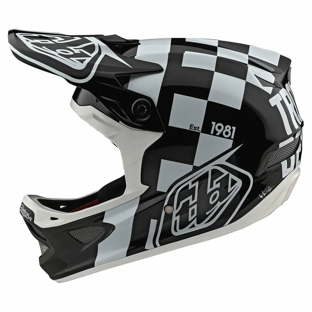 Troy Lee Designs D3 Fiberlite -Raceshop White/Black Helmets 2 Troy Lee Designs D3 Fiberlite -Raceshop White/Black Helmets