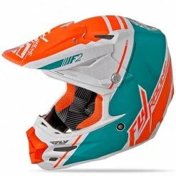 Fly Racing F2 Carbon Canard Helmet-White/Teal/Orange PROTECTIVE GEAR