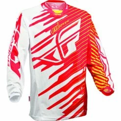 RACE WEAR Fly Racing 2014 Kinetic Shock Mesh Race Jersey-Red/Yellow