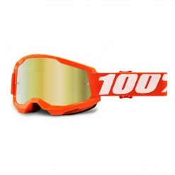 100% Strata2 Goggles-Orange-Mirror Gold Lens