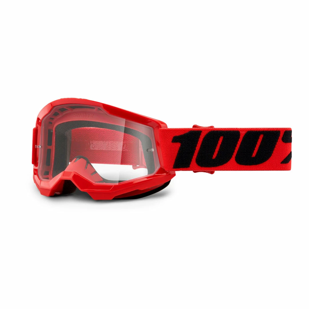 100% Strata2 Youth Goggles-Red-Clear Lens PROTECTIVE GEAR 1 100% Strata2 Youth Goggles-Red-Clear Lens PROTECTIVE GEAR