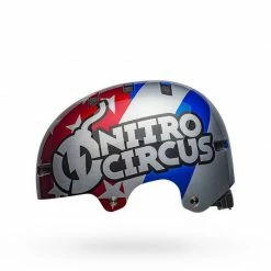 Bell Local Helmet-Nitro Circus Gloss Silver/Blue/Red PROTECTIVE GEAR