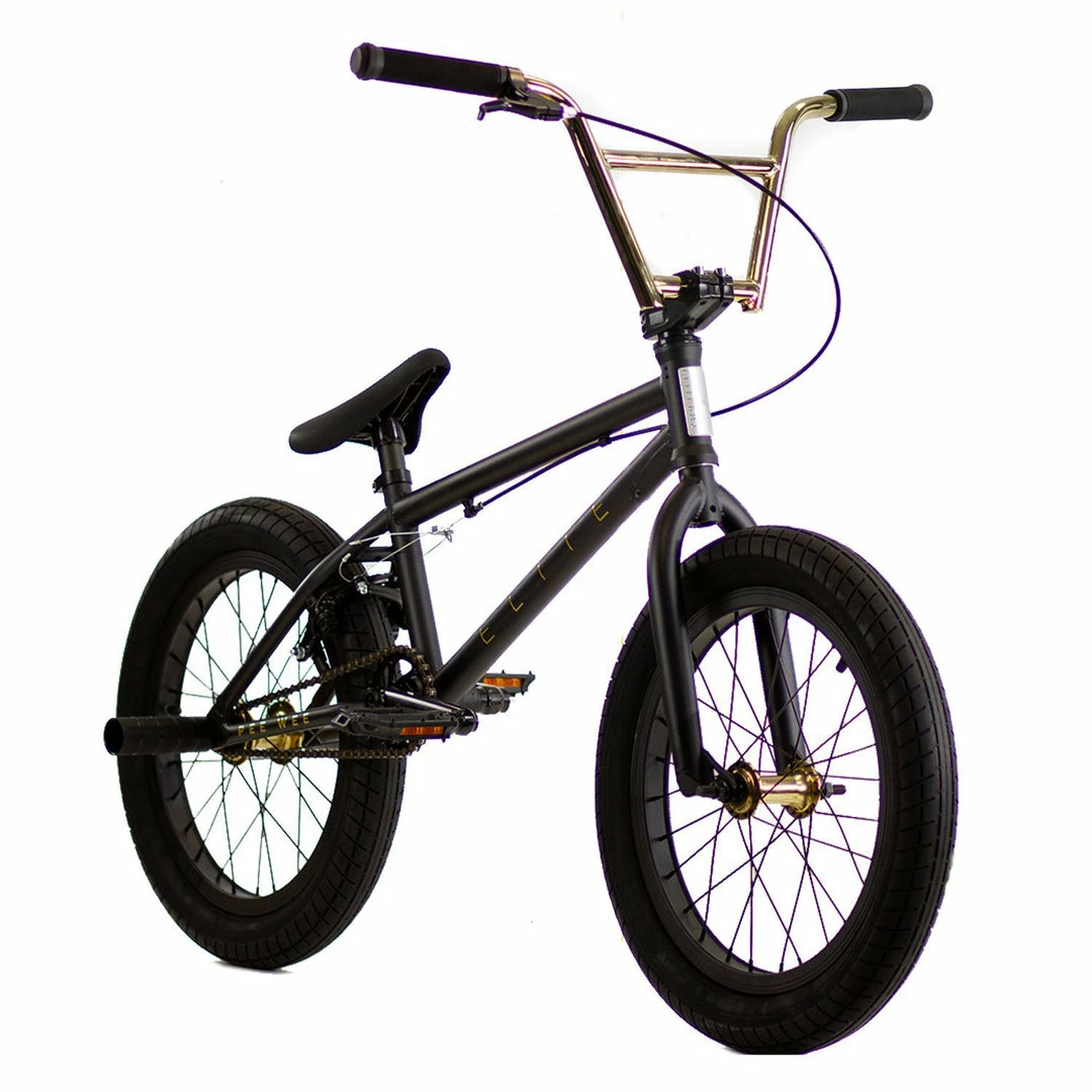 Elite BMX Pee Wee 18" BMX Bike-Black Gold FREESTYLE BIKES 1 Elite BMX Pee Wee 18" BMX Bike-Black Gold FREESTYLE BIKES