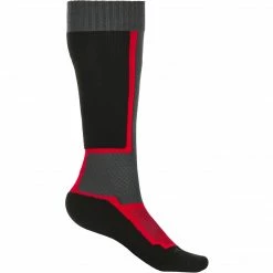 Fly Racing Thin MX Socks-Black/Grey/Red