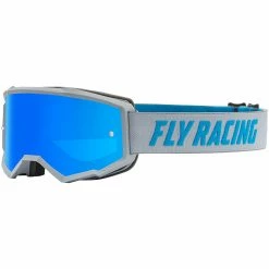 Fly Racing 2022 Zone Goggles-Grey/Blue W/Sky Blue Mirror/Smoke Lens-W/Post PROTECTIVE GEAR