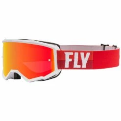 PROTECTIVE GEAR Fly Racing 2022 Zone Goggles-White/Red W/Red Mirror/Brown Lens