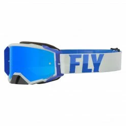 PROTECTIVE GEAR Fly Racing 2022 Zone Pro Goggles-Grey/Blue W/Sky Blue Mirror/Smoke Lens