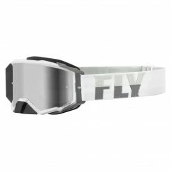Fly Racing 2022 Zone Pro Goggles-White/Grey W/Silver Mirror/Smoke Lens PROTECTIVE GEAR