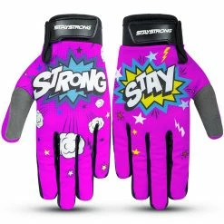 RACE WEAR Stay Strong POW BMX Race Gloves-Pink