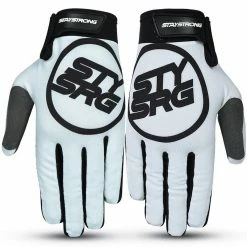 RACE WEAR Stay Strong Staple 3 BMX Race Gloves-White