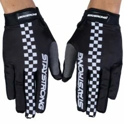 RACE WEAR Stay Strong Checker BMX Race Gloves-Black