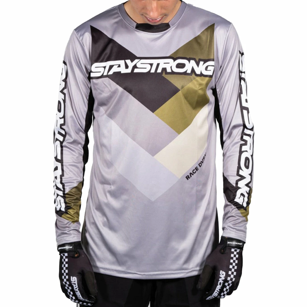 RACE WEAR Stay Strong Chevron Jersey-Grey 1 RACE WEAR Stay Strong Chevron Jersey-Grey