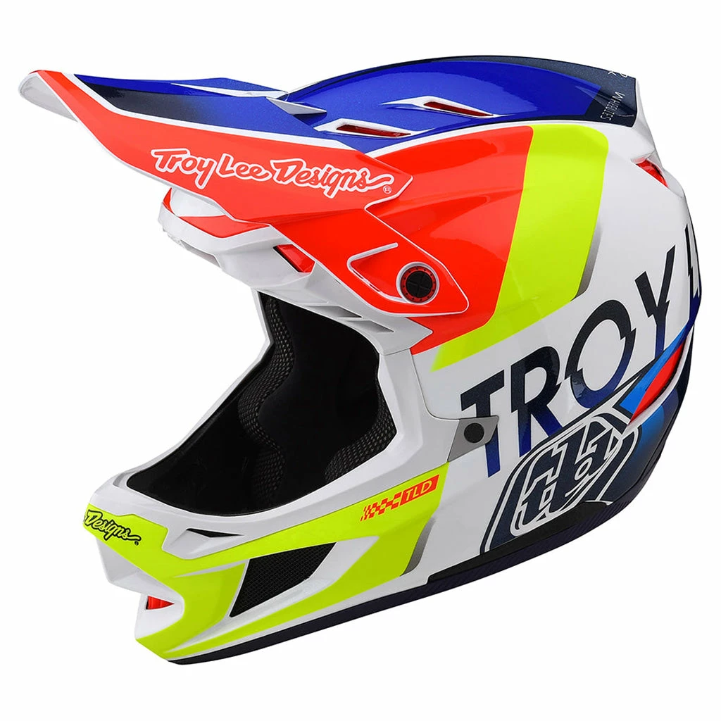 PROTECTIVE GEAR Troy Lee Designs D4 Composite Qualifier BMX Helmet-White/Blue 1 PROTECTIVE GEAR Troy Lee Designs D4 Composite Qualifier BMX Helmet-White/Blue