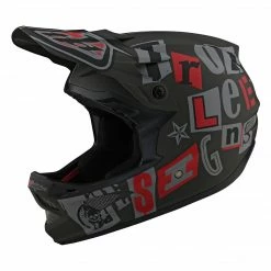 Troy Lee Designs D3 Fiberlite Anarchy Helmet-Olive PROTECTIVE GEAR