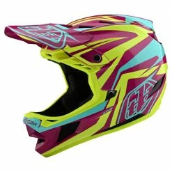 PROTECTIVE GEAR Troy Lee Designs D4 Composite MIPS Helmet-Slash Purple/Yellow