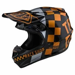 Troy Lee Designs SE4 Polyacrylite Checkers MIPS Helmet-Black/Gold PROTECTIVE GEAR