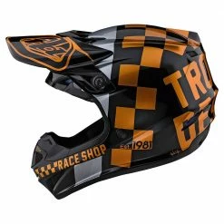 Troy Lee Designs SE4 Polyacrylite Checkers MIPS Helmet-Black/Gold PROTECTIVE GEAR