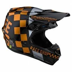 Troy Lee Designs SE4 Polyacrylite Checkers MIPS Helmet-Black/Gold PROTECTIVE GEAR