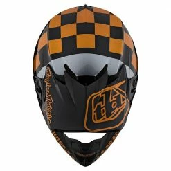 Troy Lee Designs SE4 Polyacrylite Checkers MIPS Helmet-Black/Gold PROTECTIVE GEAR