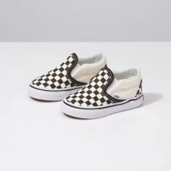 SHOES Vans Classic Slip-On Todder Shoe-Black/White Checkerboard