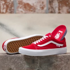 SHOES Vans Old Skool Pro Suede Shoe-Red/White