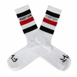 SHOES Cult Maintain Everyday Socks-White W/Black/Red Stripes