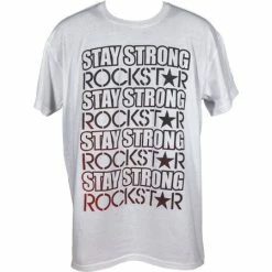 Stay Strong Rockstar T-Shirt-White/Red