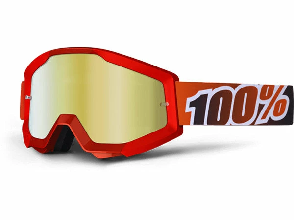 100% Strata Moto Goggles-Fire Red-With Mirrored Red Lens 1 100% Strata Moto Goggles-Fire Red-With Mirrored Red Lens